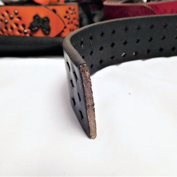 New Real Thick Cut Leather Womens Adjustable Sizeable Western Style Belts - Picture 3 of 4